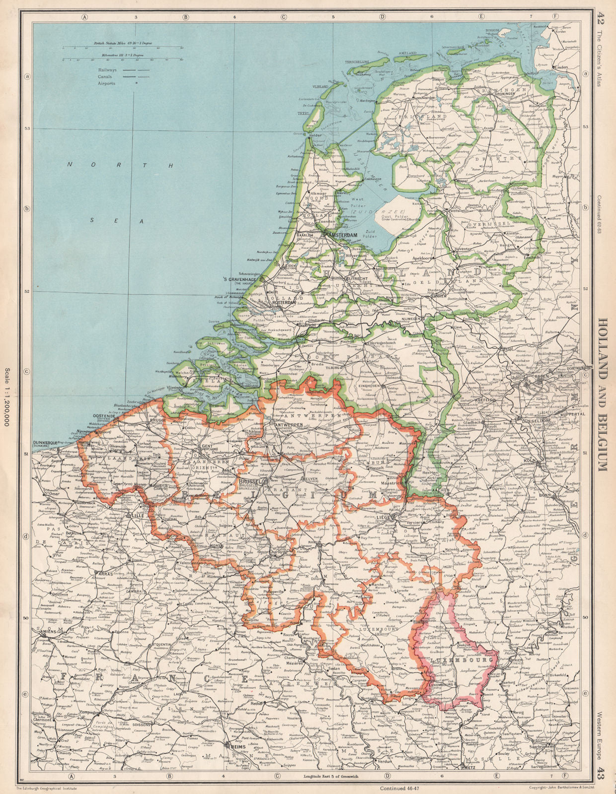 BENELUX. Netherlands shows Oost Polder (Flevopolder) under construction 1952 map
